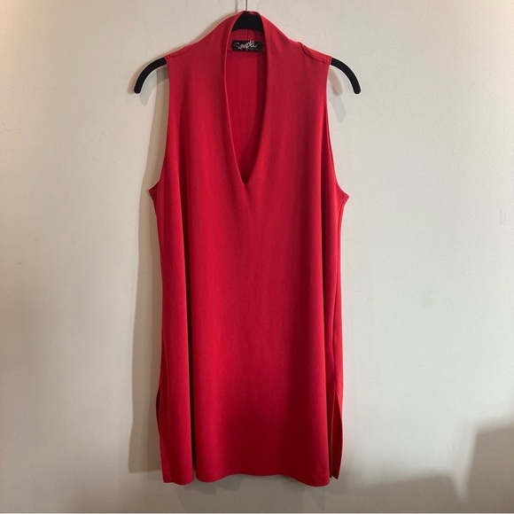 Sympli Tops - Sympli Red Sleeveless Tunic Top